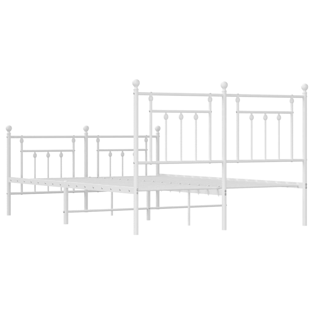 Metal Bed Frame without Mattress with Footboard White 140x200cm