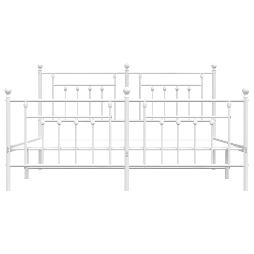 Metal Bed Frame without Mattress with Footboard White 183x213cm