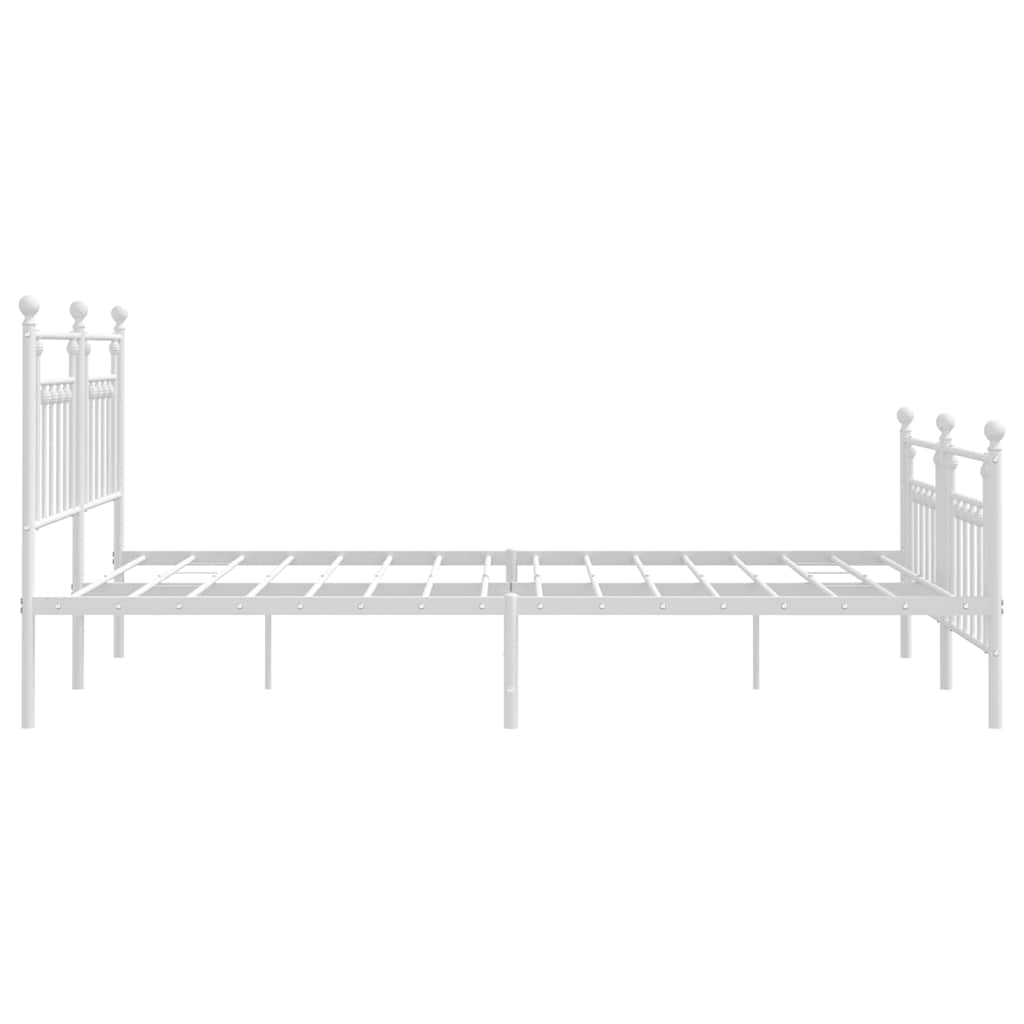 Metal Bed Frame without Mattress with Footboard White 183x213cm