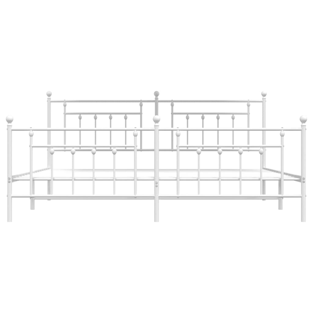 Metal Bed Frame without Mattress with Footboard White 200x200cm