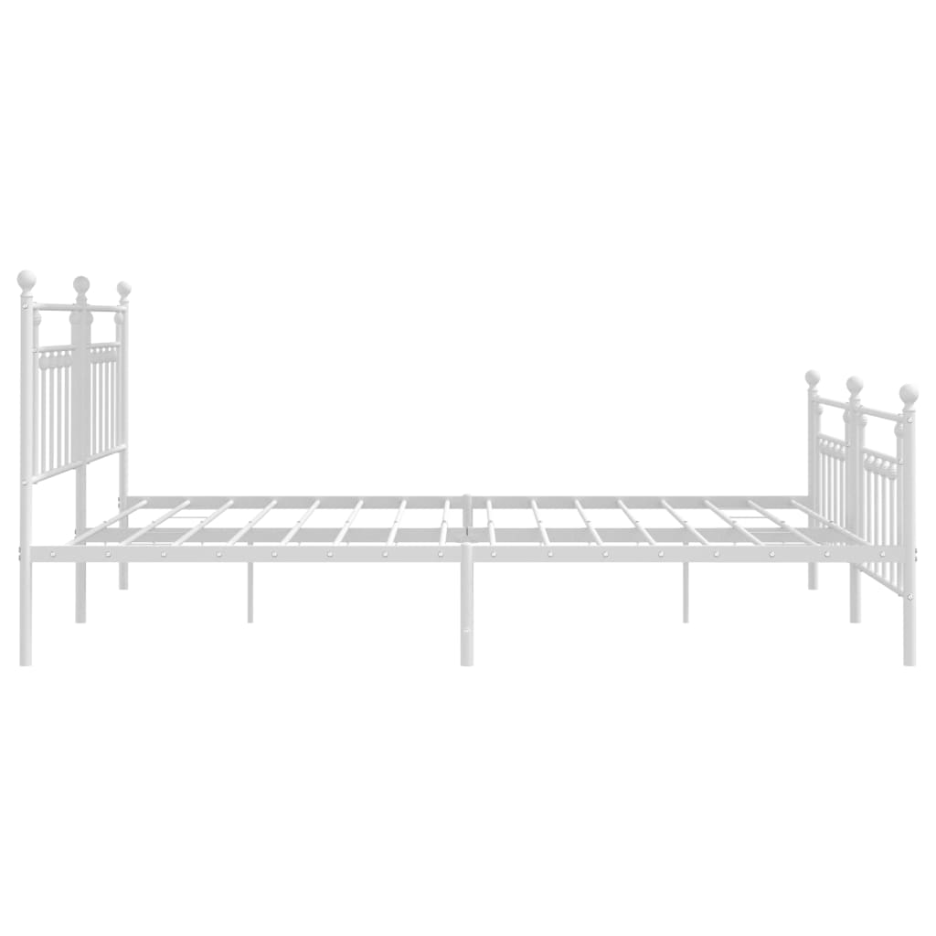 Metal Bed Frame without Mattress with Footboard White 200x200cm