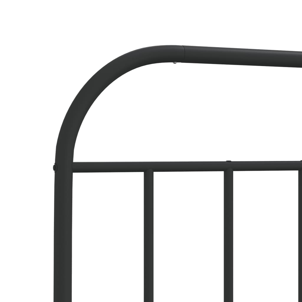 Metal Bed Frame without Mattress with Headboard Black 75x190cm