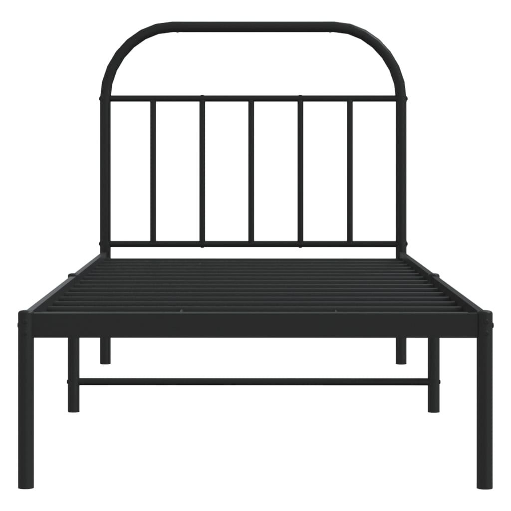 Metal Bed Frame without Mattress with Headboard Black 80x200cm
