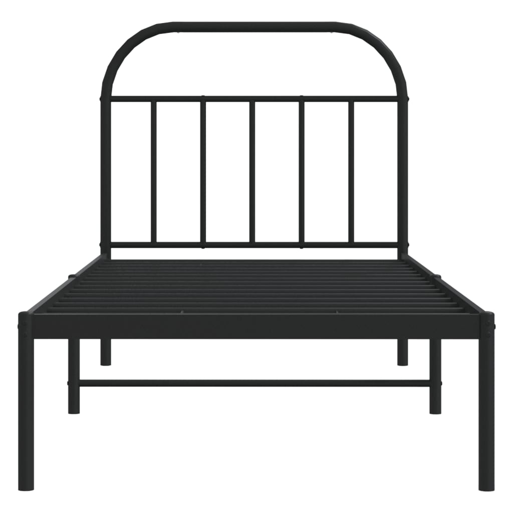 Metal Bed Frame without Mattress with Headboard Black 90x190cm