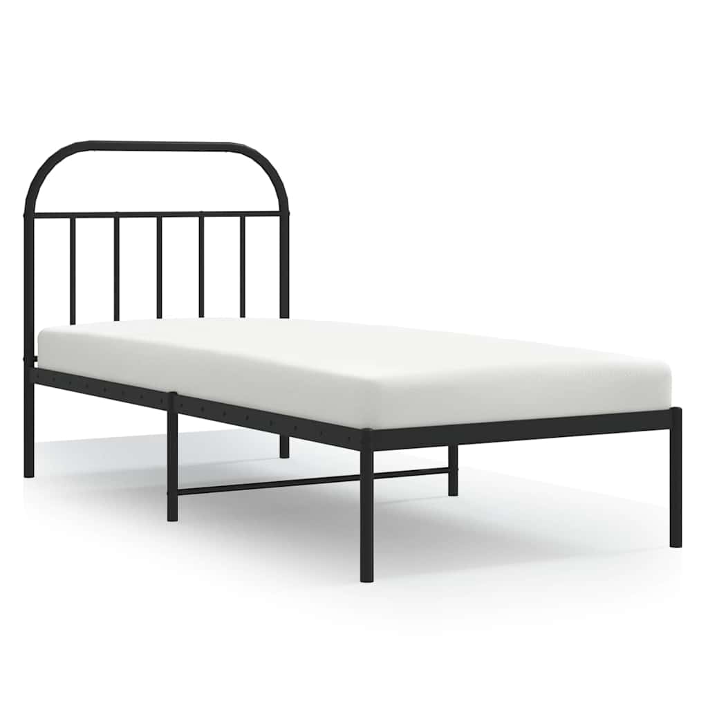 Metal Bed Frame without Mattress with Headboard Black 90x200cm