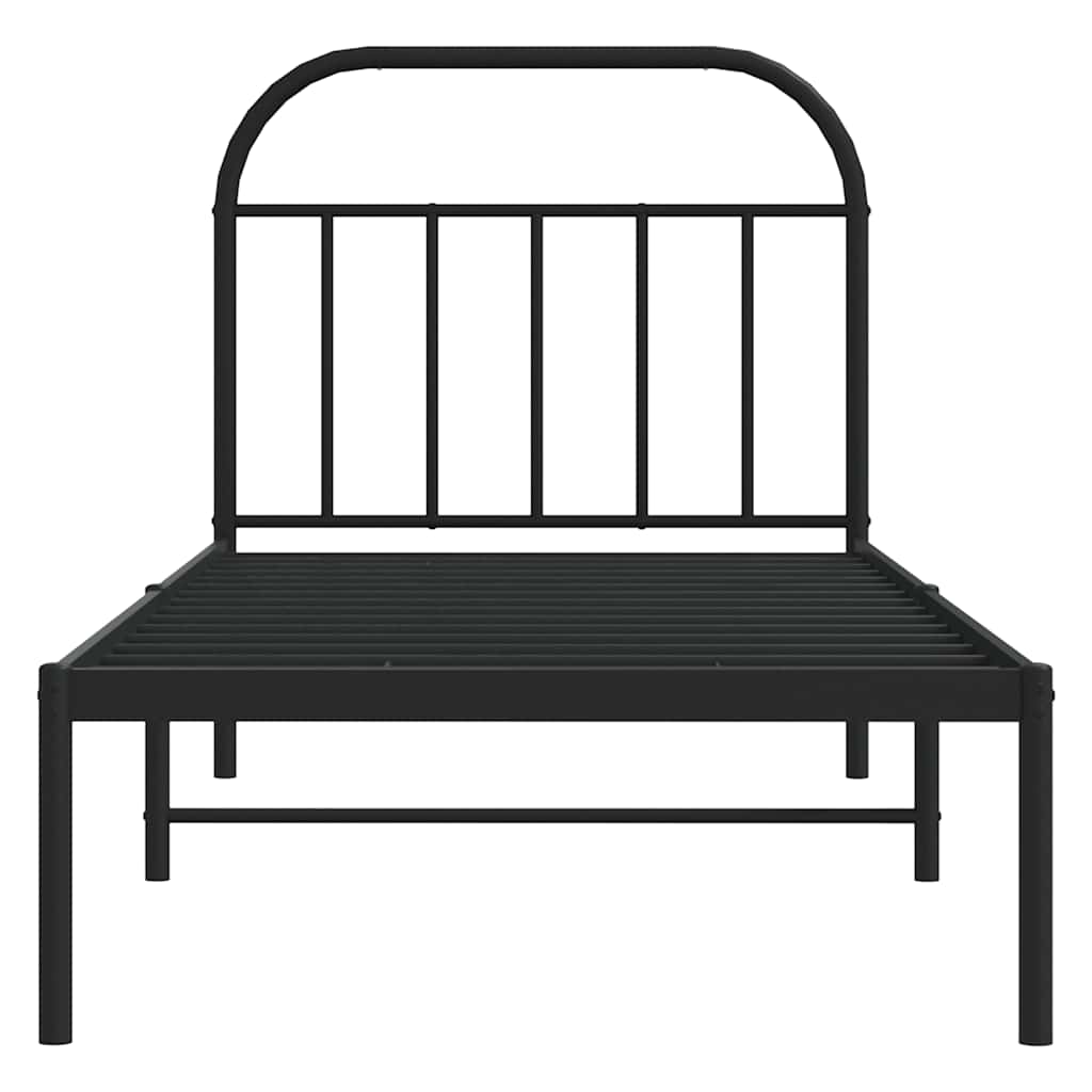 Metal Bed Frame without Mattress with Headboard Black 90x200cm