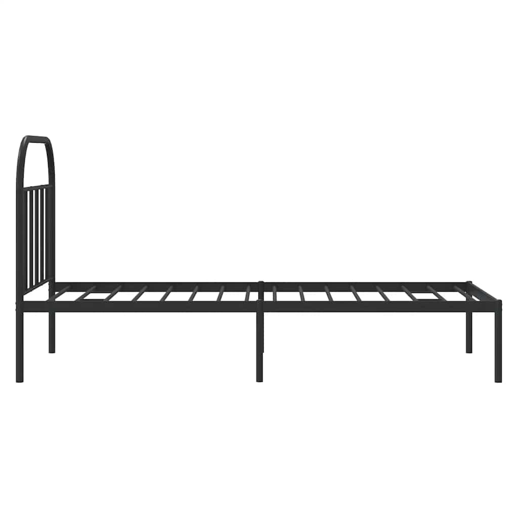 Metal Bed Frame without Mattress with Headboard Black 90x200cm