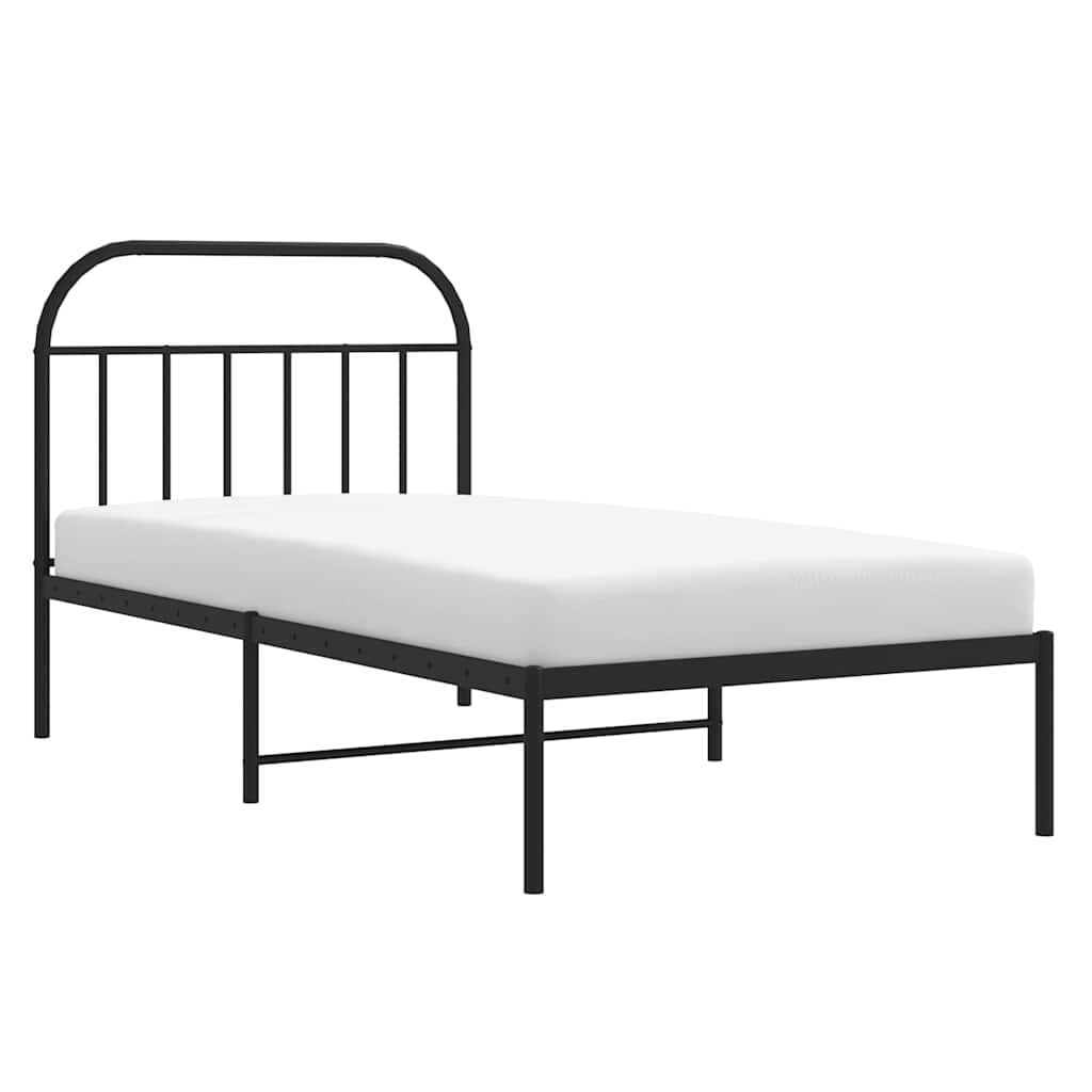 Metal Bed Frame without Mattress with Headboard Black 100x200cm