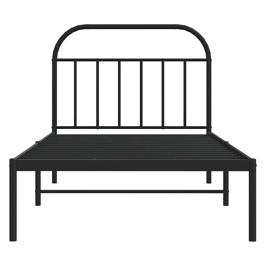 Metal Bed Frame without Mattress with Headboard Black 100x200cm