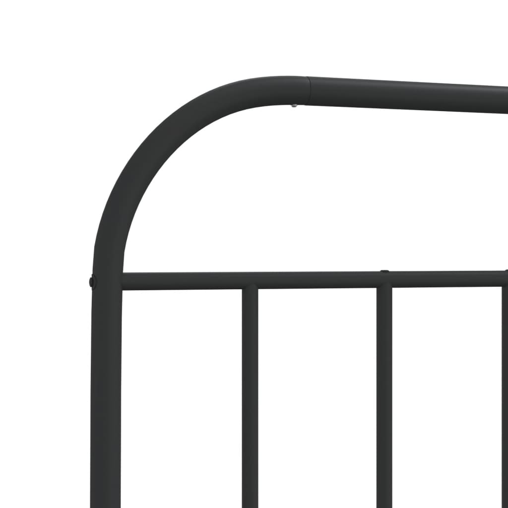 Metal Bed Frame without Mattress with Headboard Black 107x203cm