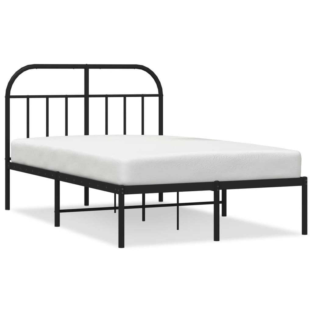 Metal Bed Frame without Mattress with Headboard Black 120x190cm