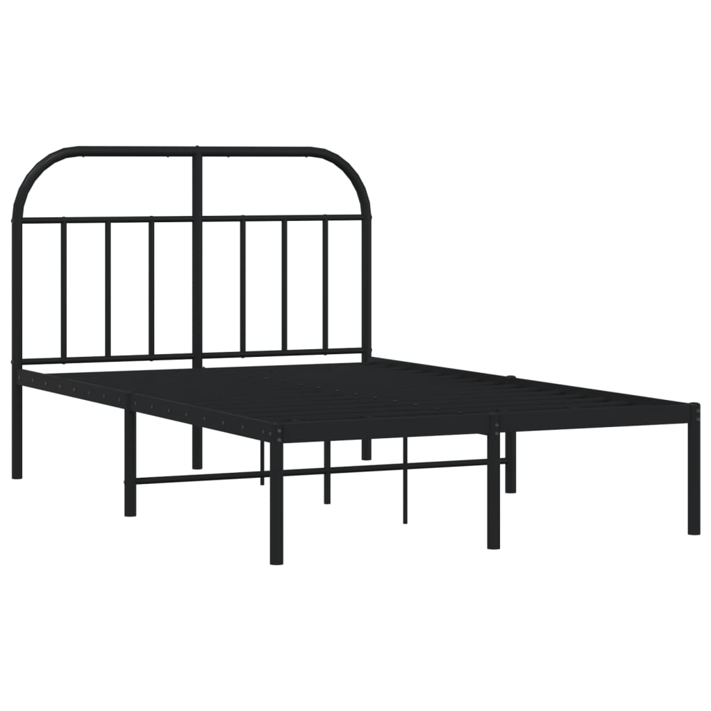 Metal Bed Frame without Mattress with Headboard Black 120x190cm