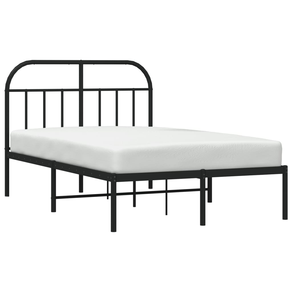 Metal Bed Frame without Mattress with Headboard Black 120x190cm