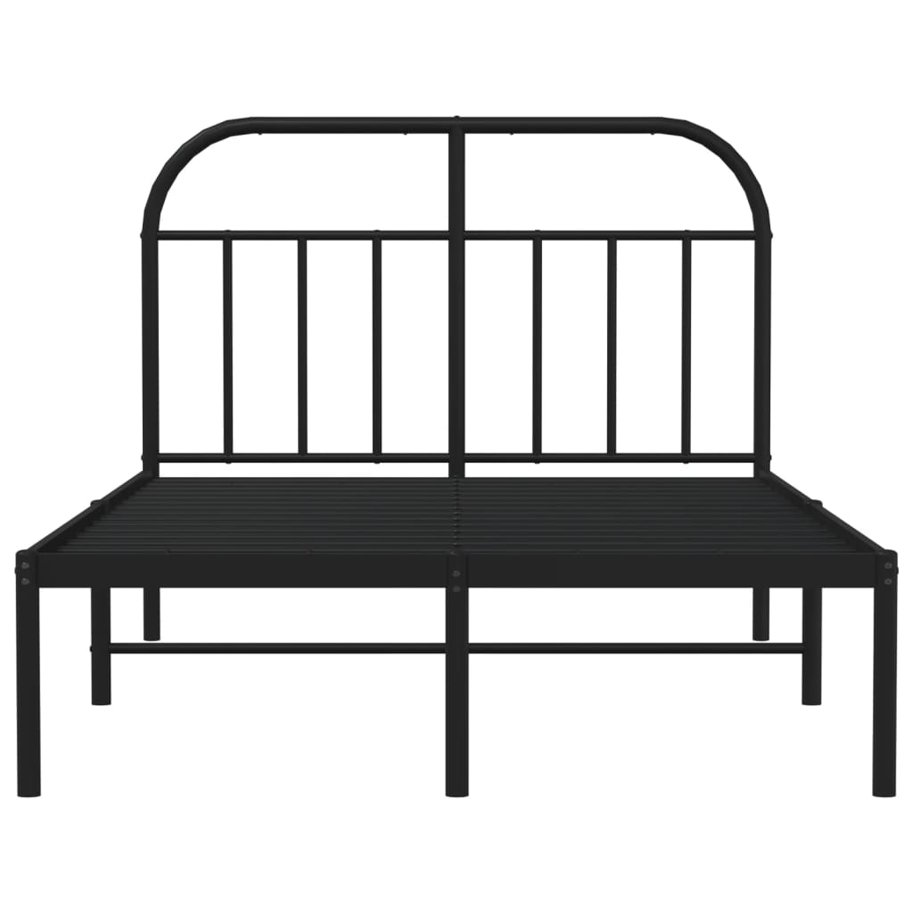 Metal Bed Frame without Mattress with Headboard Black 120x190cm
