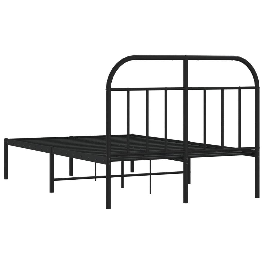 Metal Bed Frame without Mattress with Headboard Black 120x190cm