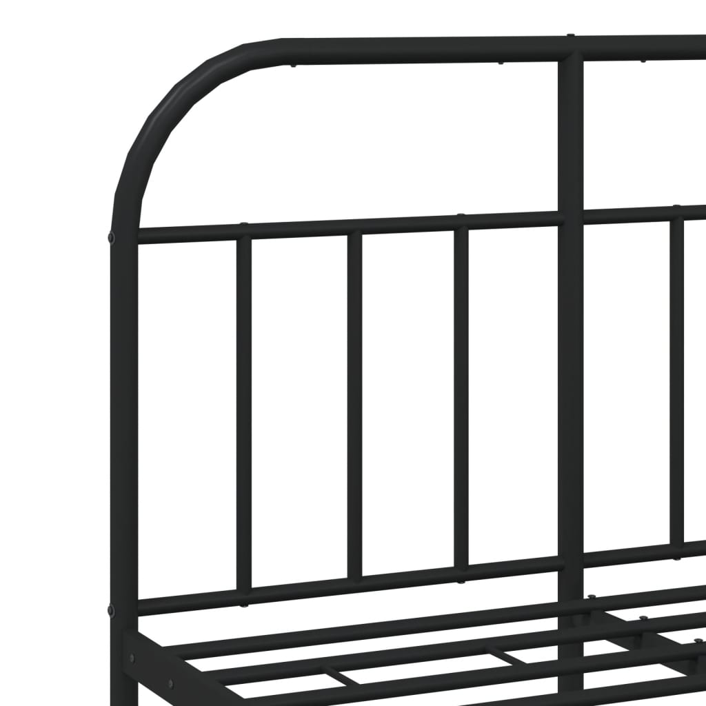 Metal Bed Frame without Mattress with Headboard Black 120x190cm