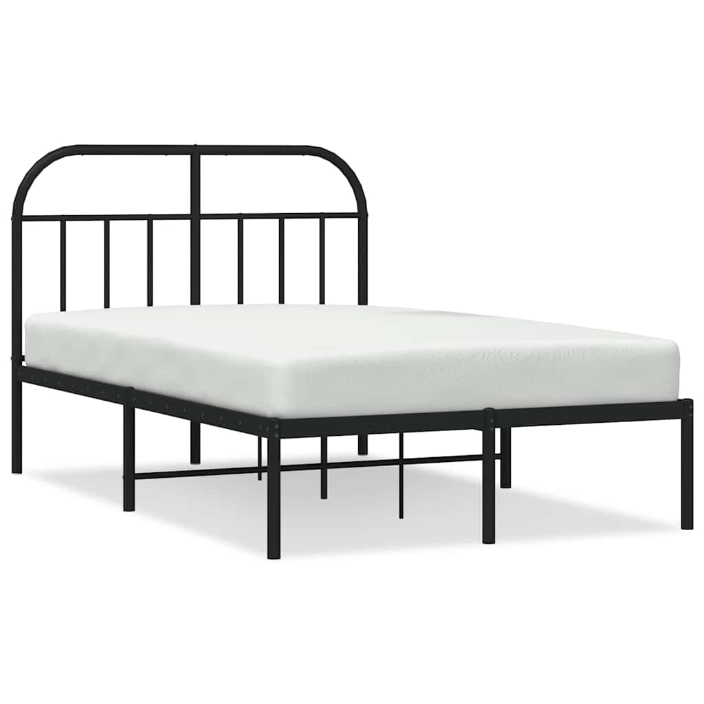 Metal Bed Frame without Mattress with Headboard Black 120x200cm