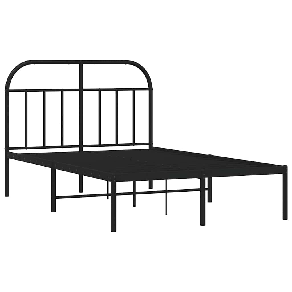 Metal Bed Frame without Mattress with Headboard Black 120x200cm
