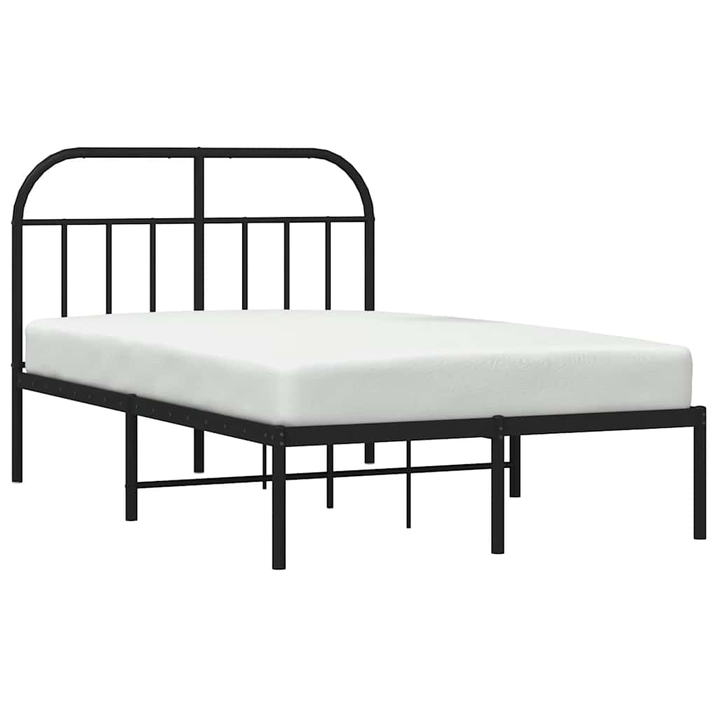 Metal Bed Frame without Mattress with Headboard Black 120x200cm