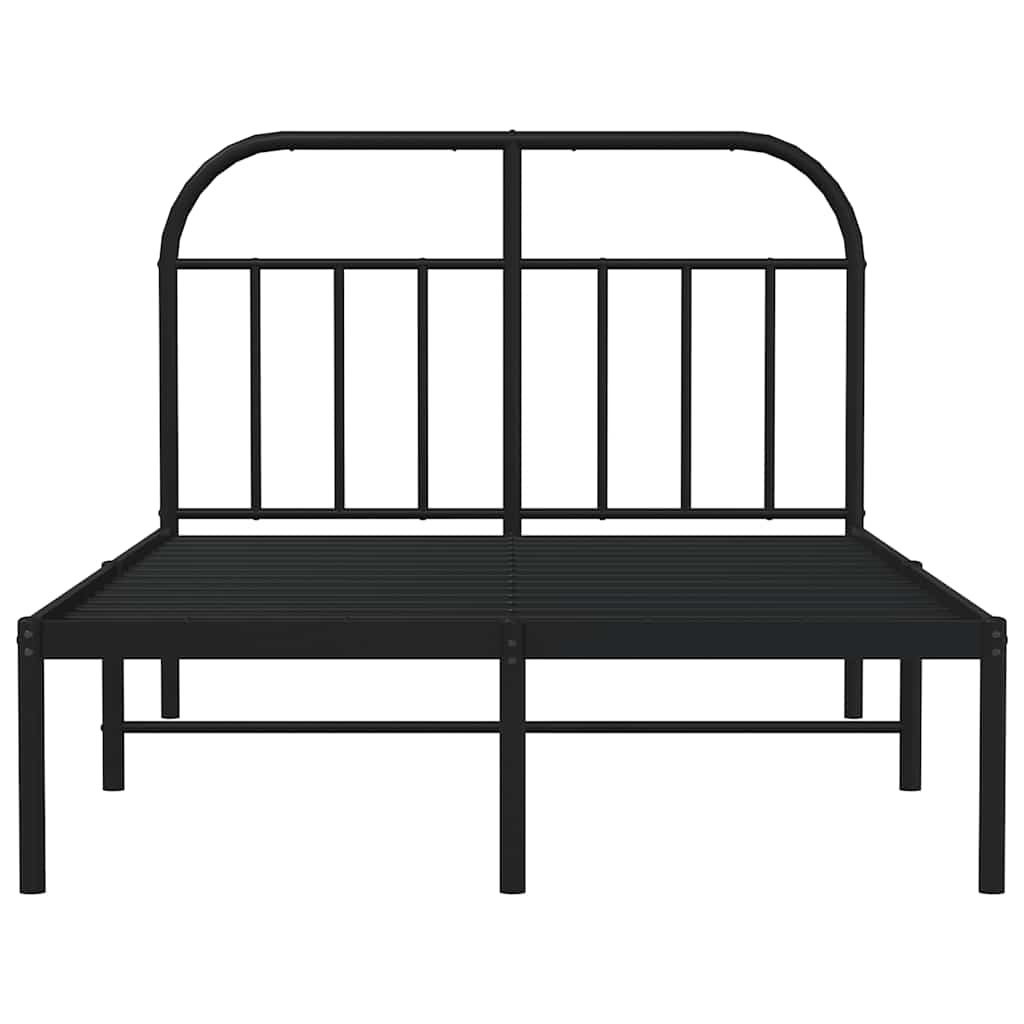 Metal Bed Frame without Mattress with Headboard Black 120x200cm