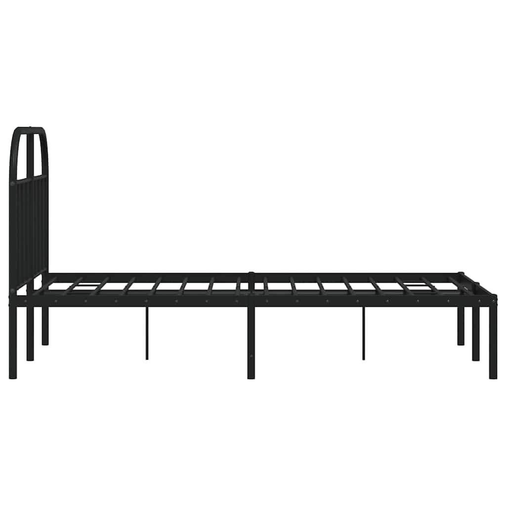 Metal Bed Frame without Mattress with Headboard Black 120x200cm