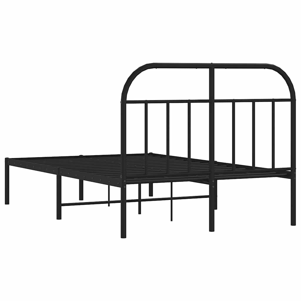 Metal Bed Frame without Mattress with Headboard Black 120x200cm
