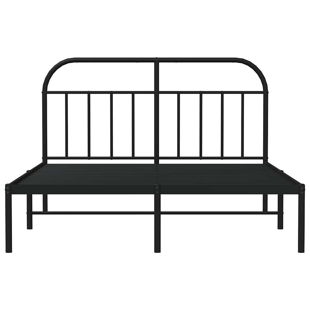 Metal Bed Frame without Mattress with Headboard Black 135x190cm