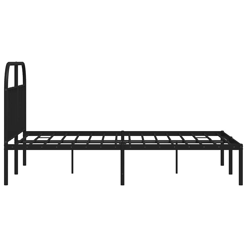 Metal Bed Frame without Mattress with Headboard Black 135x190cm