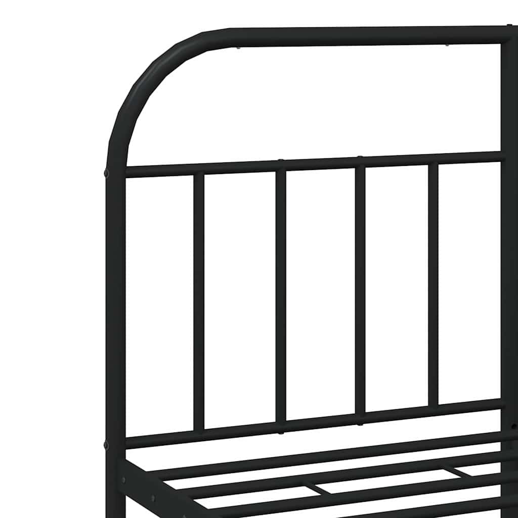 Metal Bed Frame without Mattress with Headboard Black 135x190cm