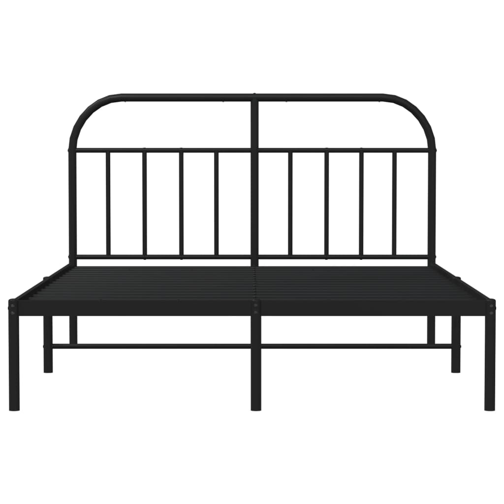 Metal Bed Frame without Mattress with Headboard Black 140x190cm
