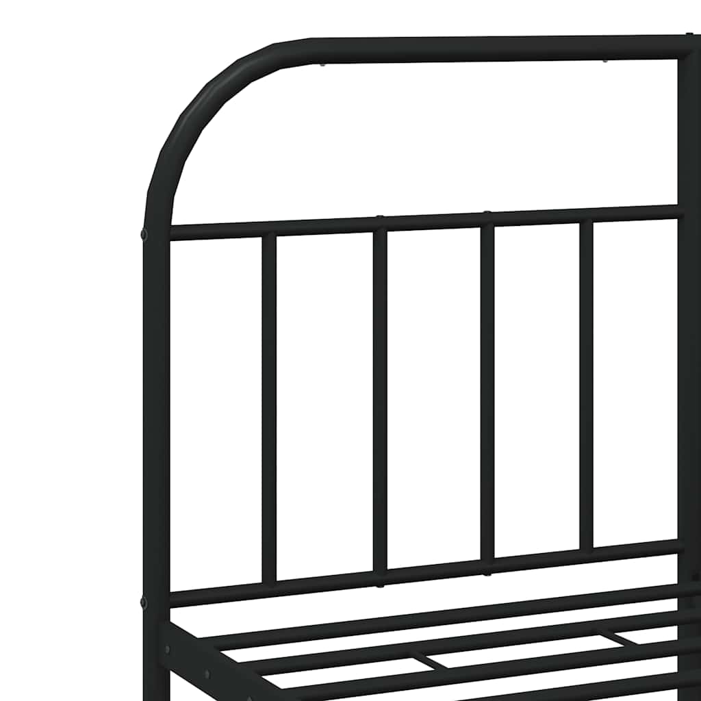 Metal Bed Frame without Mattress with Headboard Black 150x200cm