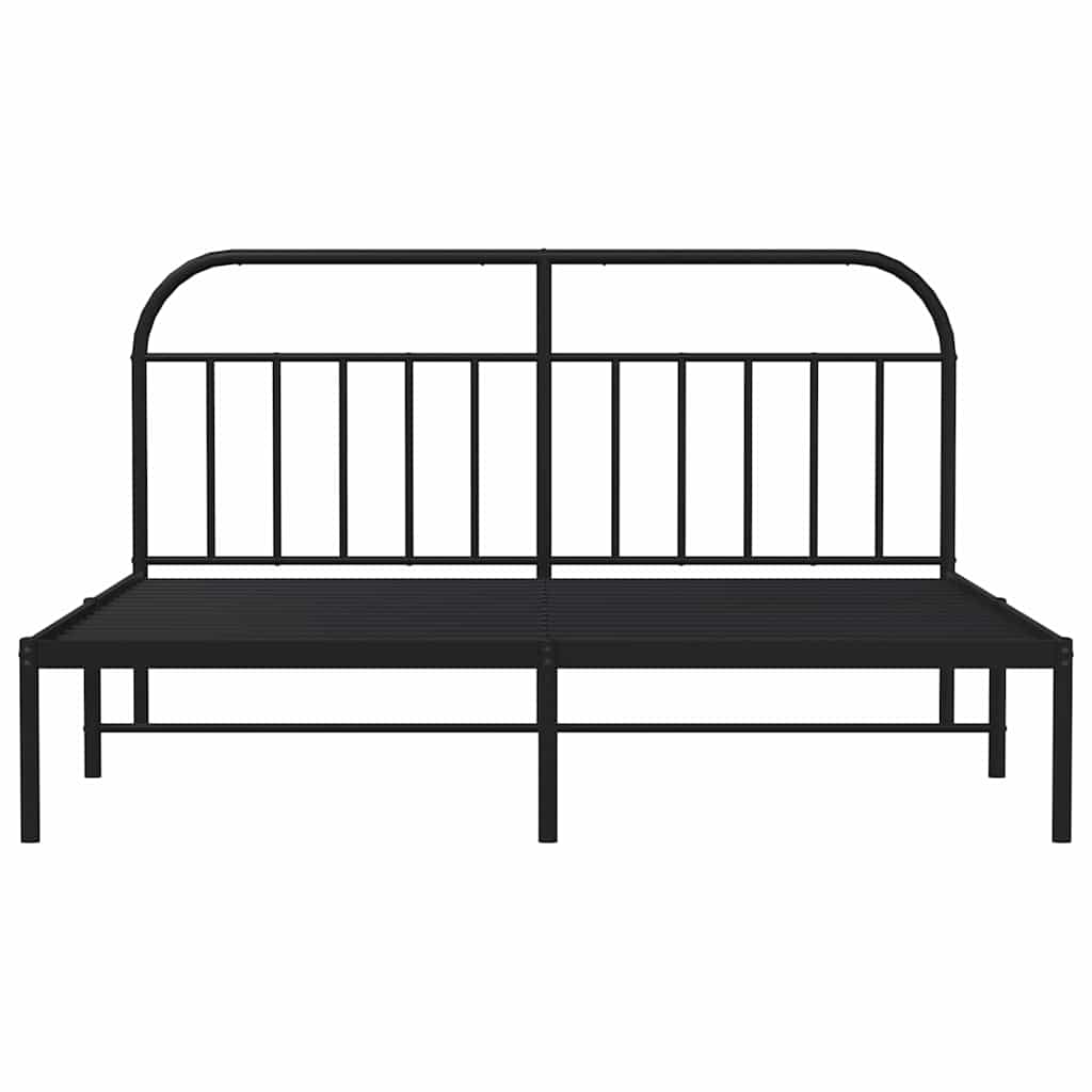 Metal Bed Frame without Mattress with Headboard Black 180x200cm