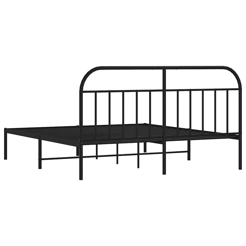 Metal Bed Frame without Mattress with Headboard Black 180x200cm