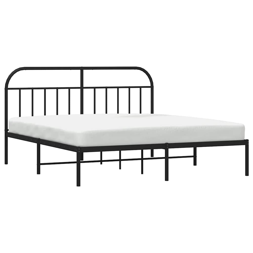 Metal Bed Frame without Mattress with Headboard Black 183x213cm