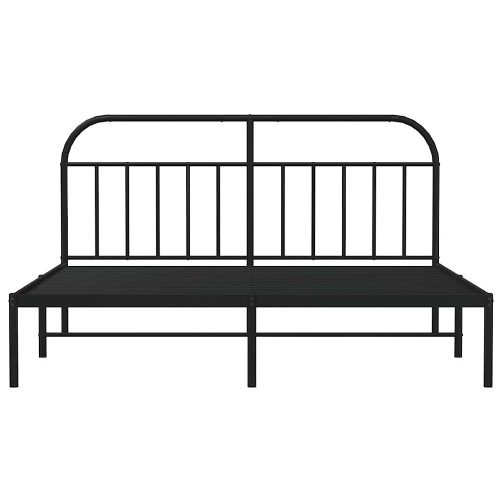 Metal Bed Frame without Mattress with Headboard Black 183x213cm