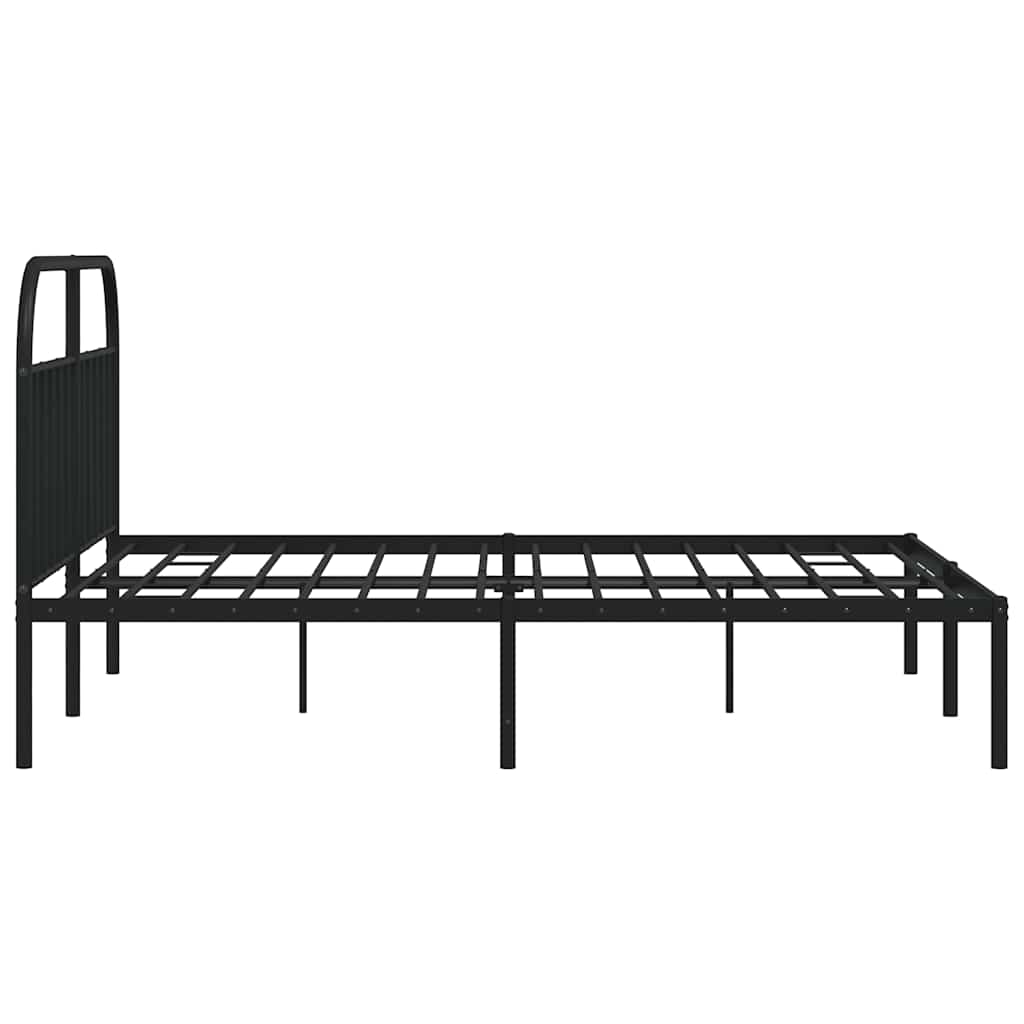 Metal Bed Frame without Mattress with Headboard Black 183x213cm