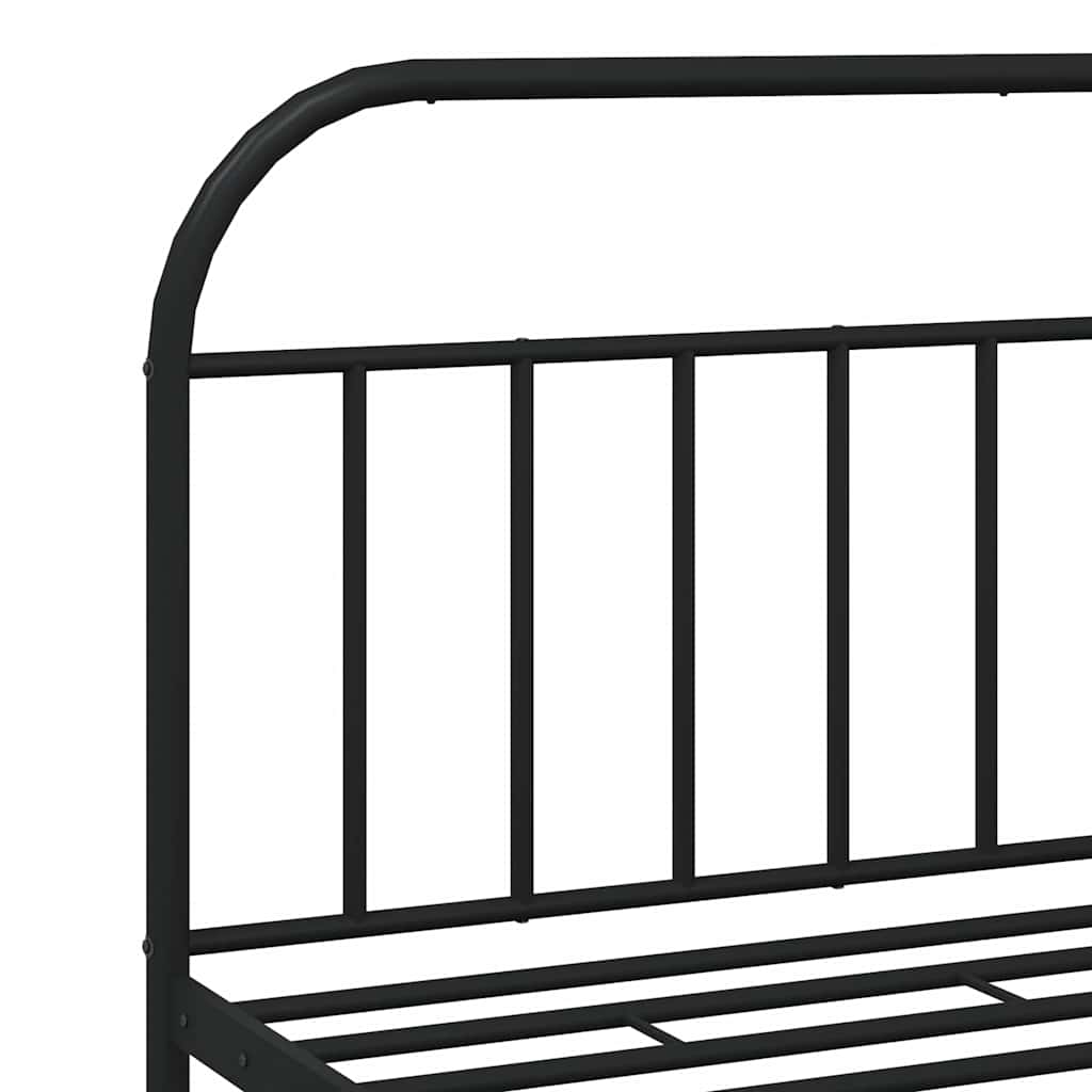 Metal Bed Frame without Mattress with Headboard Black 183x213cm