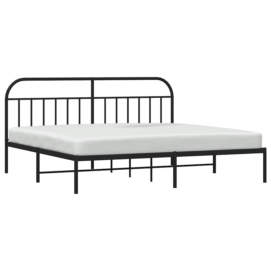 Metal Bed Frame without Mattress with Headboard Black 193x203cm