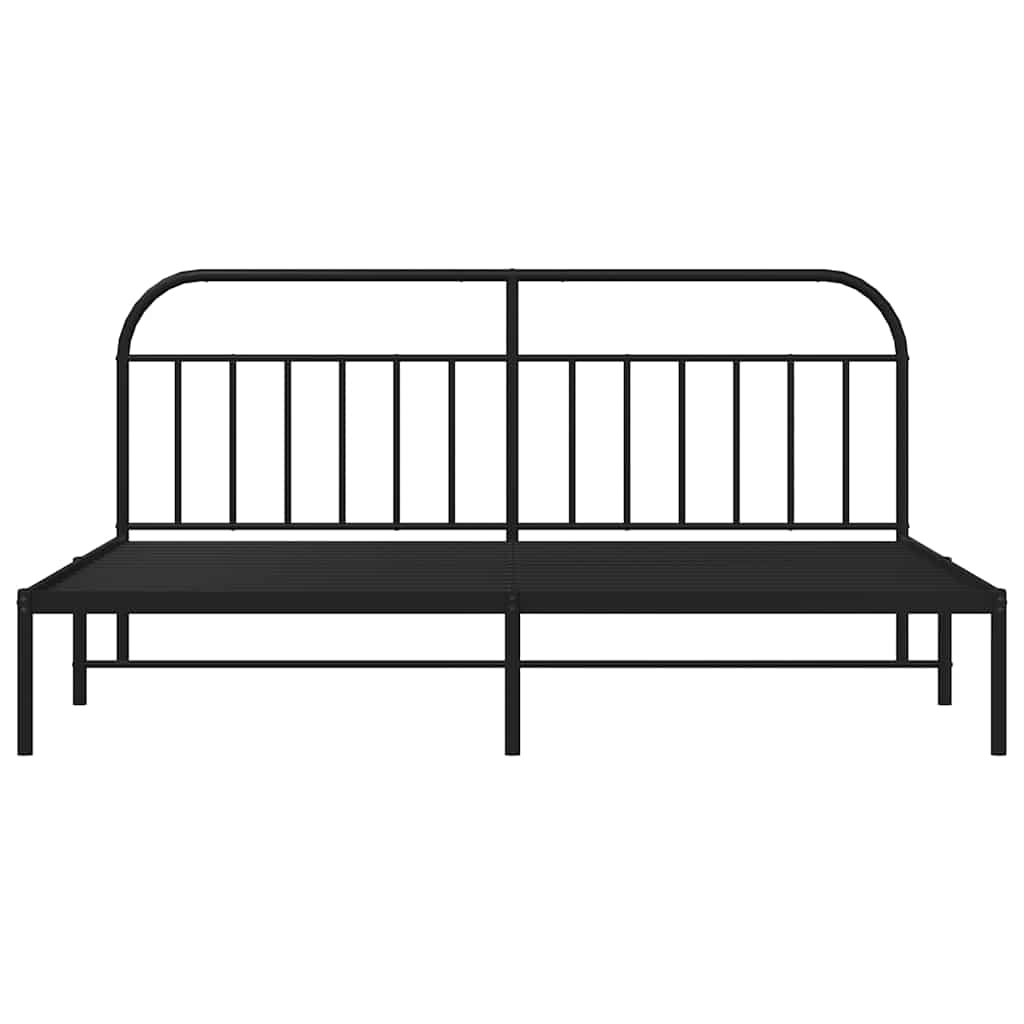 Metal Bed Frame without Mattress with Headboard Black 193x203cm