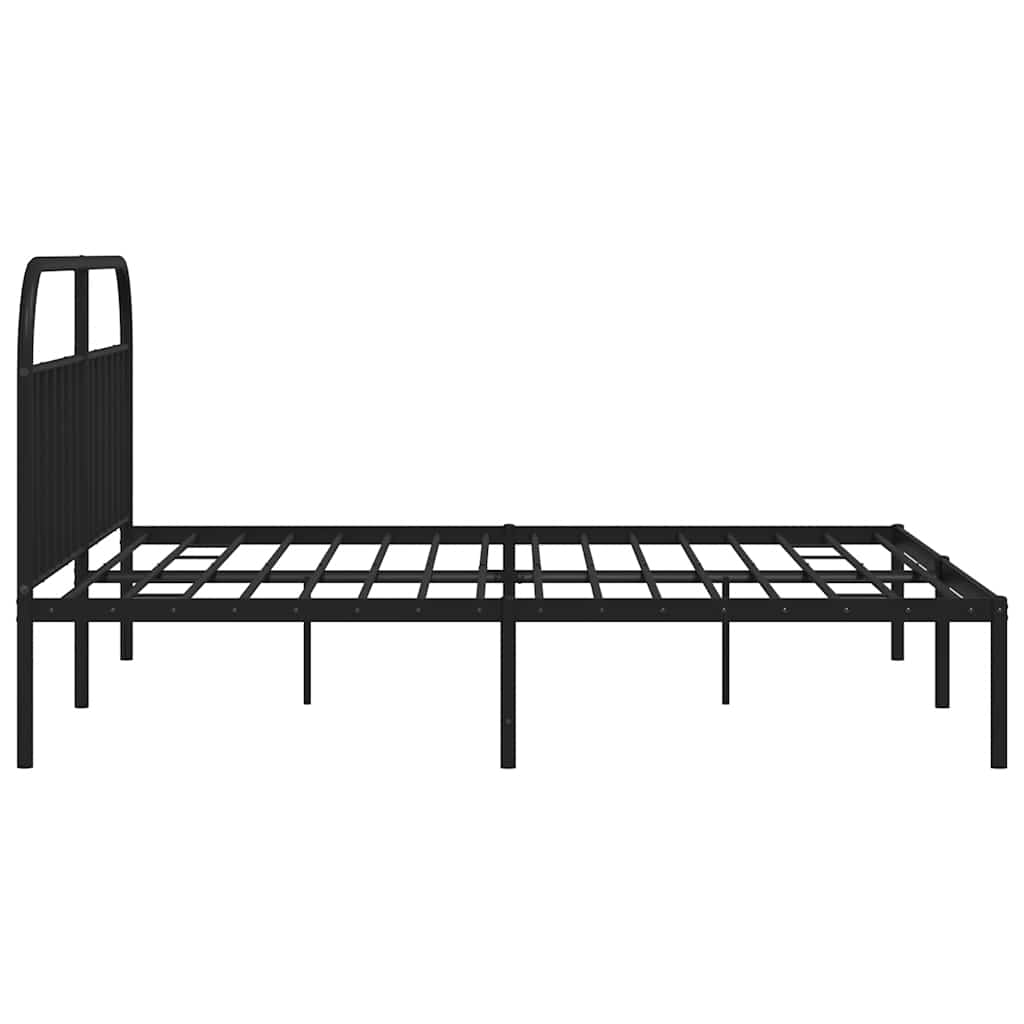 Metal Bed Frame without Mattress with Headboard Black 193x203cm