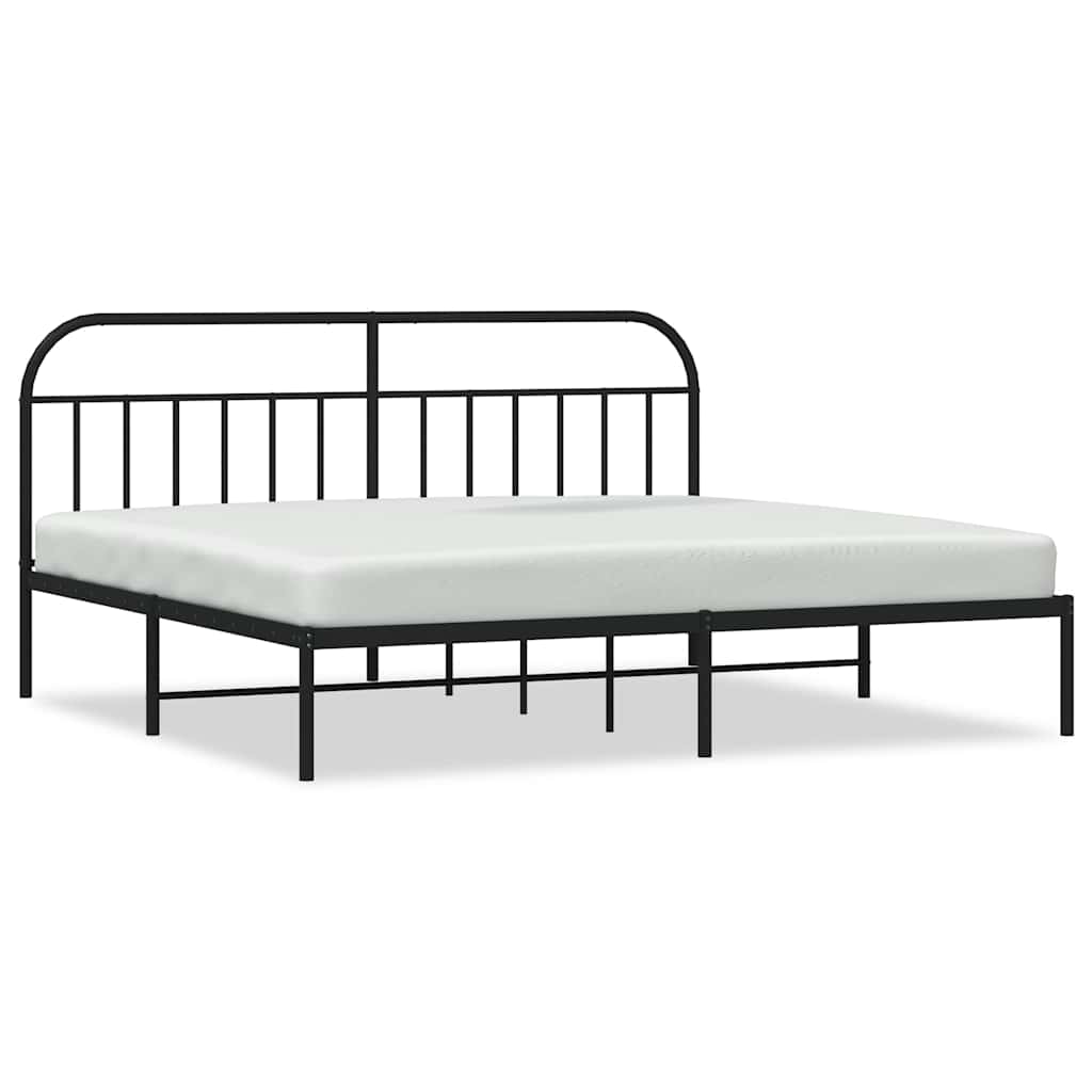 Metal Bed Frame without Mattress with Headboard Black 200x200cm