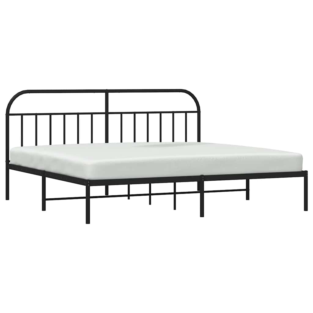 Metal Bed Frame without Mattress with Headboard Black 200x200cm