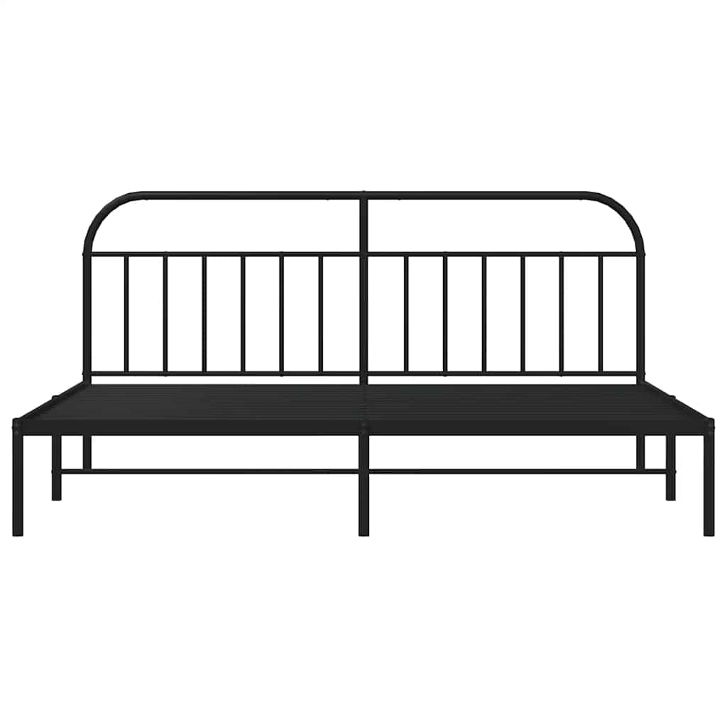 Metal Bed Frame without Mattress with Headboard Black 200x200cm