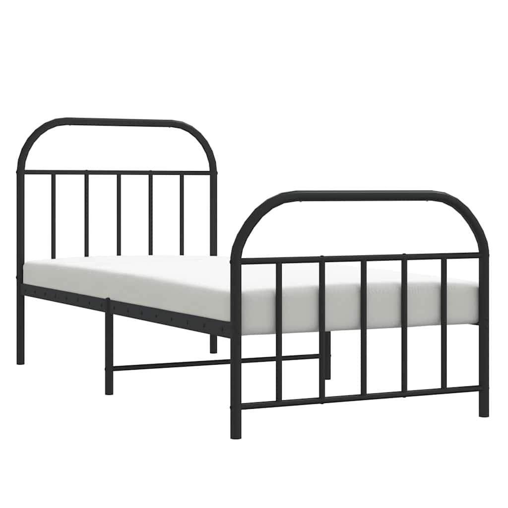 Metal Bed Frame without Mattress with Footboard Black 90x200cm
