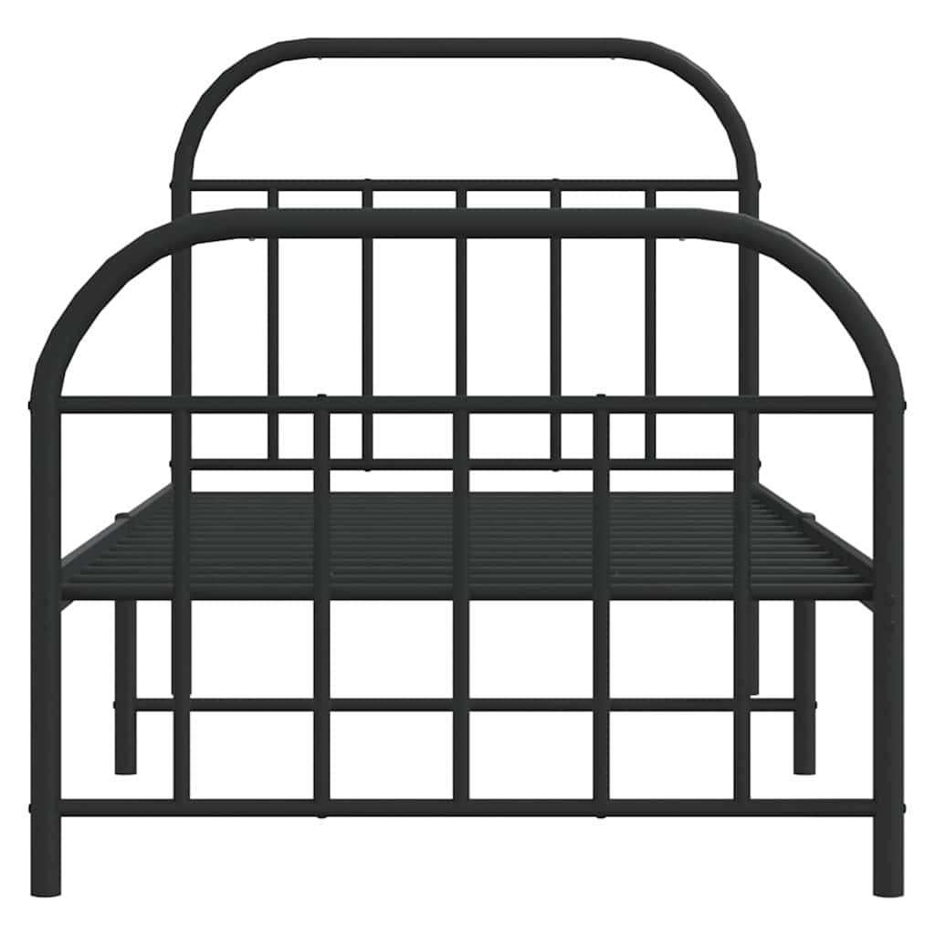 Metal Bed Frame without Mattress with Footboard Black 90x200cm