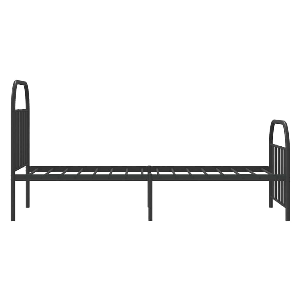 Metal Bed Frame without Mattress with Footboard Black 90x200cm