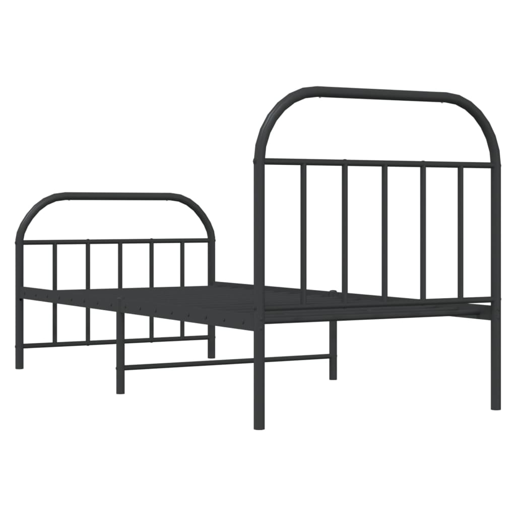 Metal Bed Frame without Mattress with Footboard Black 90x200cm