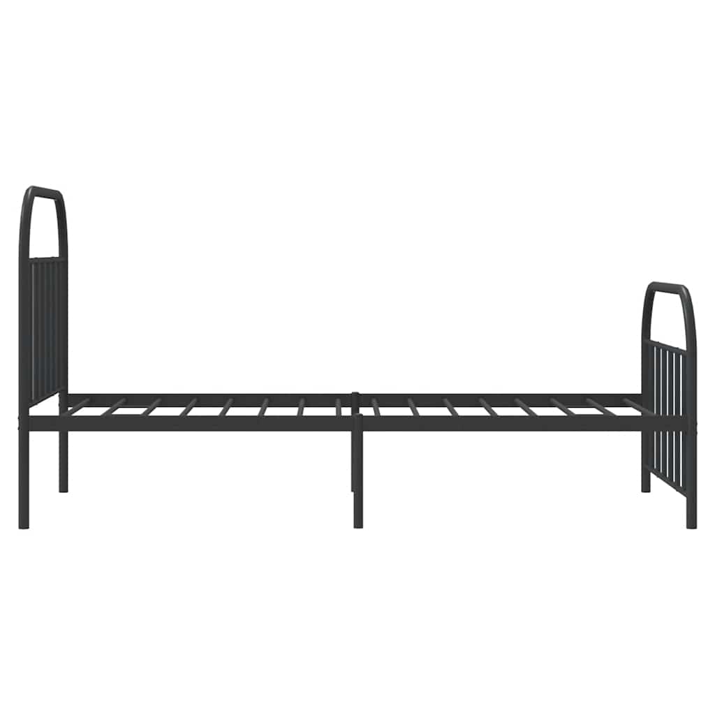 Metal Bed Frame without Mattress with Footboard Black 100x190cm
