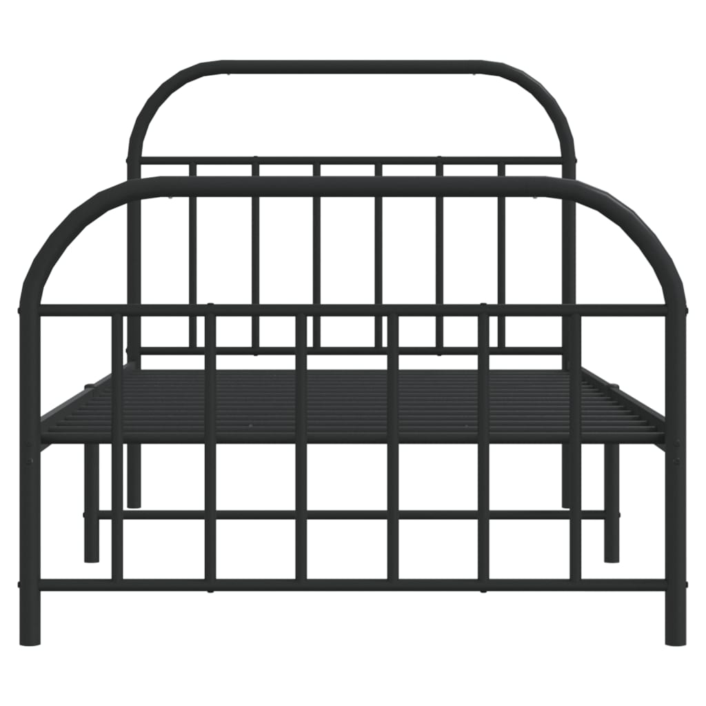 Metal Bed Frame without Mattress with Footboard Black 107x203cm
