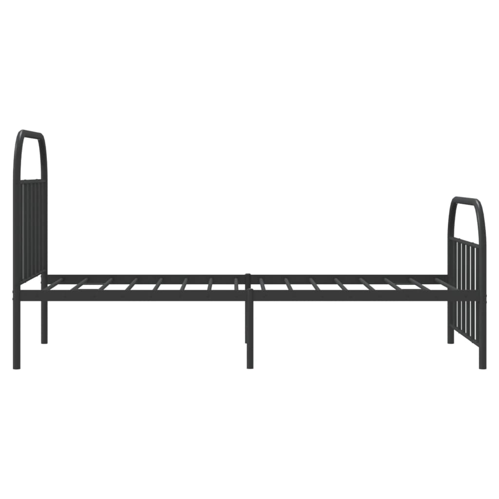 Metal Bed Frame without Mattress with Footboard Black 107x203cm
